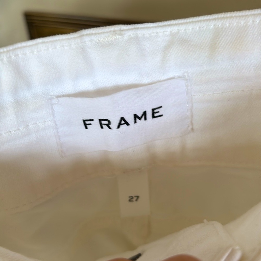 Frame Le Crop Mini Boot White Jeans Cotton Stretch Denim Casual Preppy - Picture 3 of 13